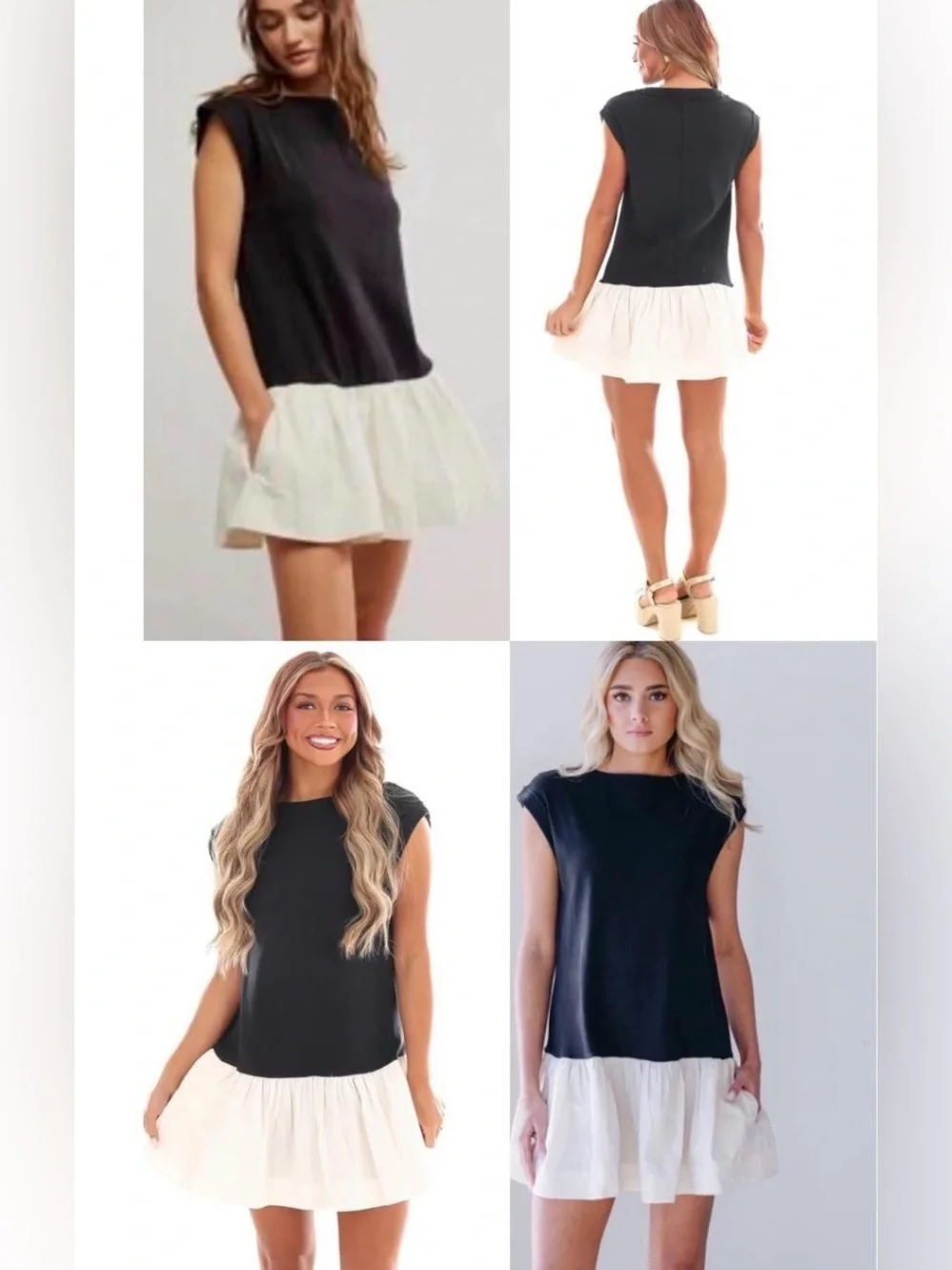 Free People Simply Smitten Mini Dress Black White Mixed Media OB1297645 XS